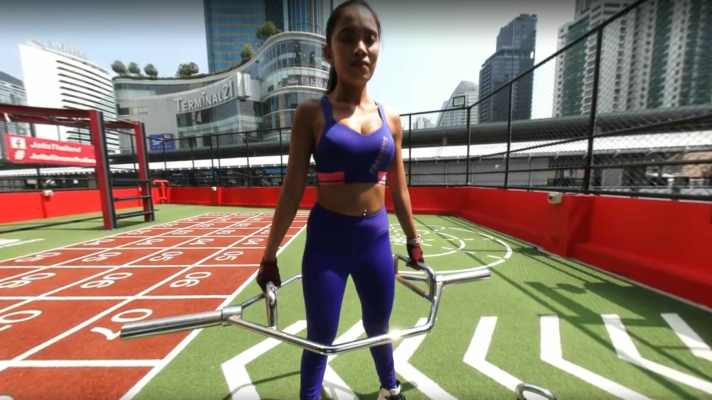 Athletic Asian With Big Tits Outdoor Gym Fuck And Creampie - Image 1