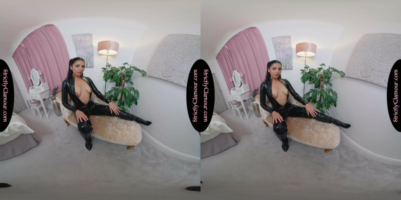 Jasmine Black Latex Catsuit Tease - Image 10