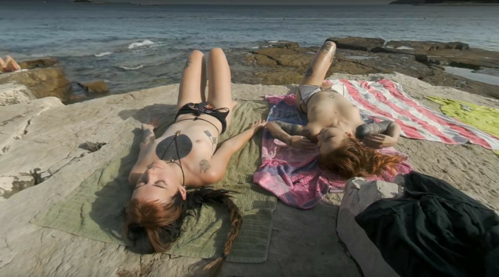 Risky Public Nudity Hot Girls On Vacation Spray Painting Graffiti Brille & Cherri Also Topless Beach - Image 8